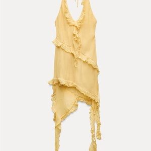 Elegant Yellow Ruffled Dress